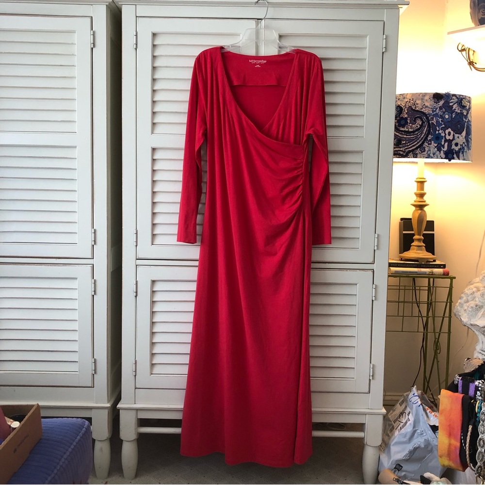 Red Maxi Cross Over Dress Soft Surroundings Large